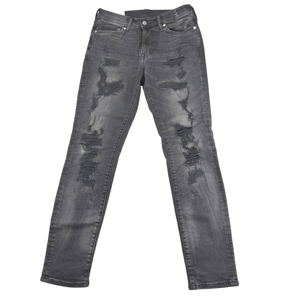 HM Skinny Fit Distressed Ripped Jeans Mens 29x32 Charcoal Gray Stretch Denim